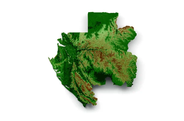 ガボン地図3Dリアルな地図カラー3Dイラスト — ストック写真