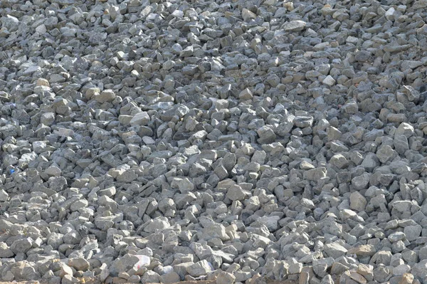 Pile Crushed Stone Macadam Gravel Gray Small — Stockfoto