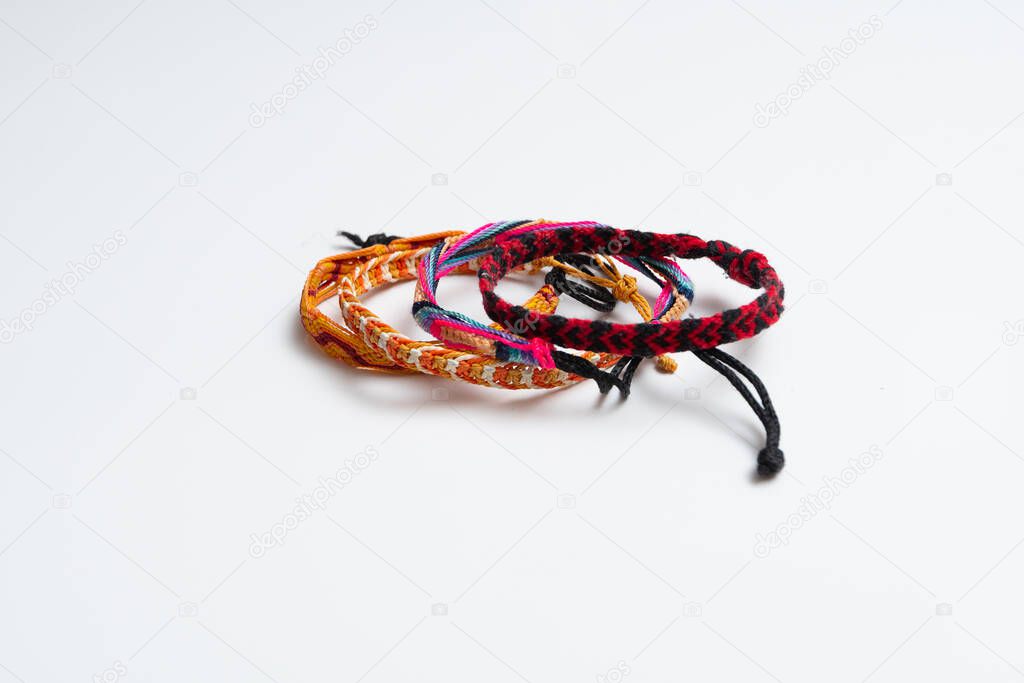 friendship bracelet on white background