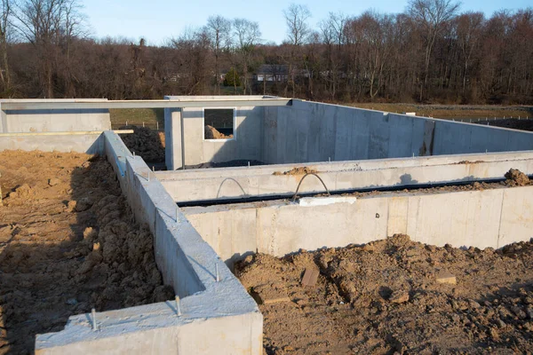 Betonnen fundering voor een nieuw huis — Stockfoto