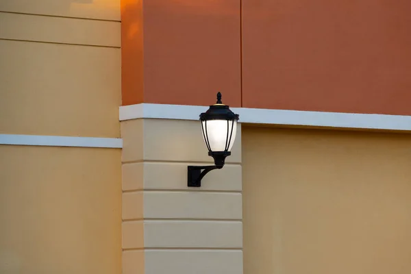Street Wall Lamp Building City Stone Glass Metal — стоковое фото