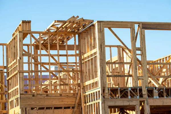 Wooden Frame New House Industry Lumber Development Tall — Photo