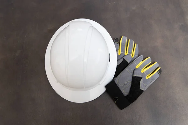 Construction Helmet Costruction Gloves Work Safety Builder Tool — Stock Fotó