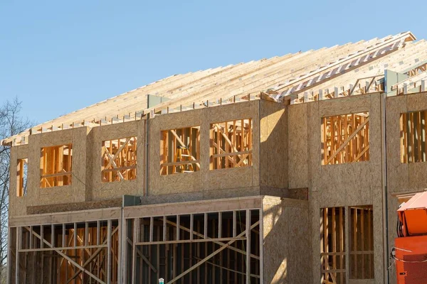 Wall Rafters New House Blue Sky Plywood — Stock Photo, Image