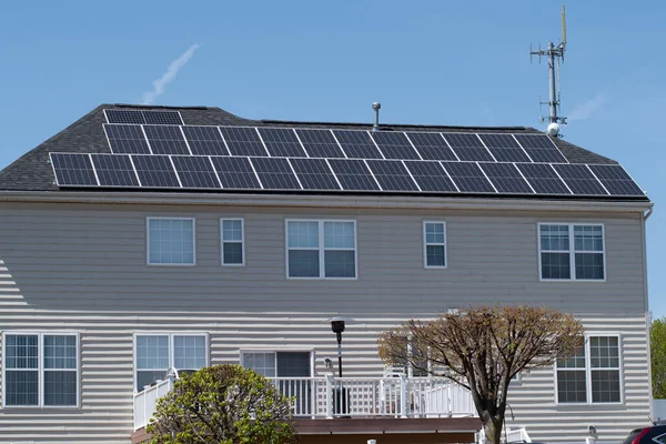 modern house roof with solar panels alternative sun ecology