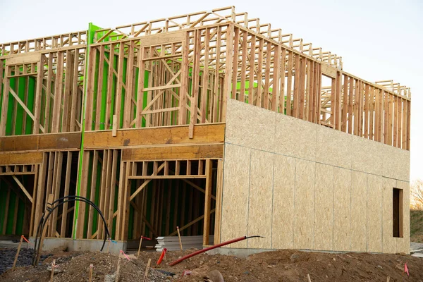 木制框架结构房屋建造胶合板 — 图库照片