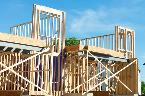 Sperrholz Häuserbau Neue Rahmen Holz Himmel Shell — Stockfoto