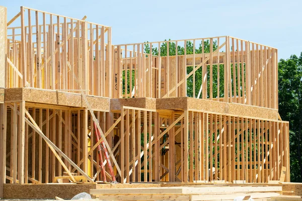 Framing Beams New House Construction Home Beams Construction Plywood Worktruss — Stockfoto