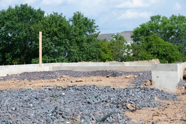 Concrete Foundation New House Cement Site Ground Formwork — Fotografia de Stock