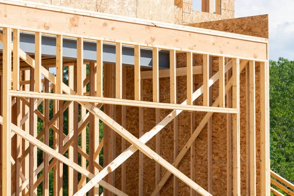 Plywood House Frame Beam Framework Plank — Stockfoto