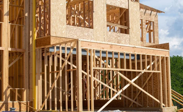Walls Frame New Unfinished Plywood House Development Framework Job Beam — Photo