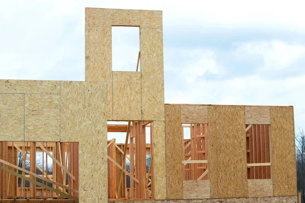 Start Construction Plywood House Real New Wall Wood Window Manual — Fotografia de Stock