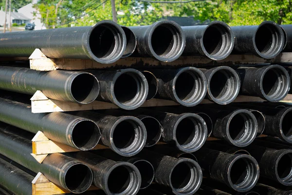 Iron Sewer Pipes Water Pipeline Stack Drainage — Fotografia de Stock