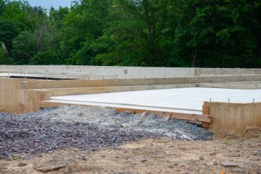 The foundation of the house pouring the foundation for a new building concrete formwork