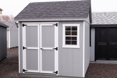 grey shed wooden garden tools shed painted in gray color new window store