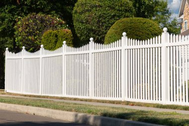 white plastic fence vinyl modern house property season beautiful green