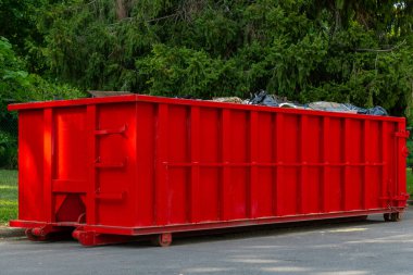 large iron dumpster garbage outdoor steel metal trash full