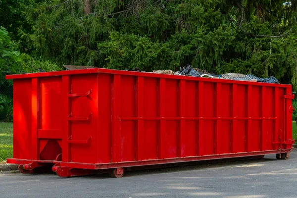 large iron dumpster garbage outdoor steel metal trash full