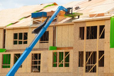 unfinished new plywood house industry timber frame window wall
