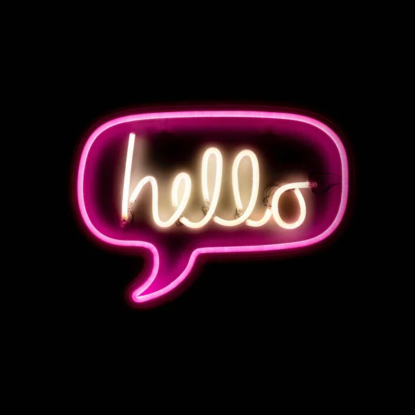 Siyah arkaplanda parlayan neon merhaba