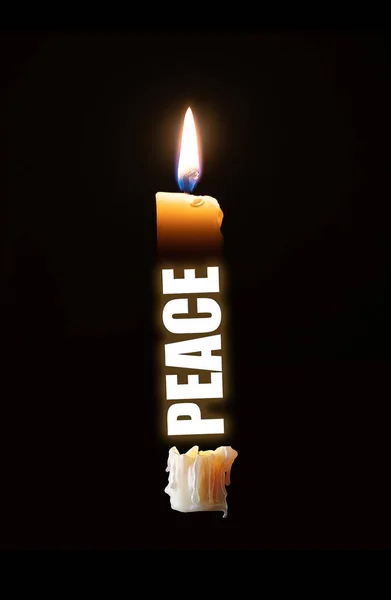 Свет Свечи Мир Черном Фоне — стоковое фото