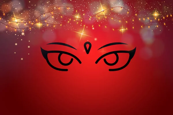 Goddess Laxmi - Diwali greetings, An illustration of beautiful eyes on the red background