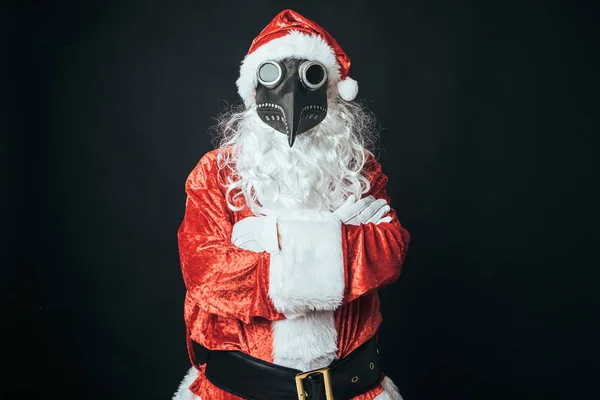 Als Weihnachtsmann Verkleideter Mann Mit Einer Viktorianischen Beulenpest Maske Auf — Stockfoto