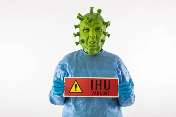 Man Gekleed Coronavirus Latex Masker Ppe Latex Handschoenen Met Een — Stockfoto