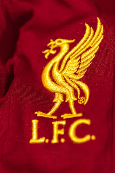 Bouclier Sur Chemise Liverpool Football Club Concept Final Ligue Des — Photo