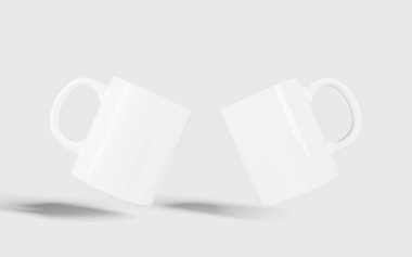 Minimalist gerçekçi kahve fincanlarının düzenlenebilir arkaplan rengine sahip maketleri