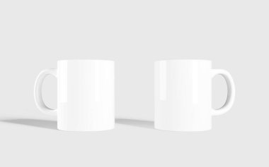 Minimalist gerçekçi kahve fincanlarının düzenlenebilir arkaplan rengine sahip maketleri