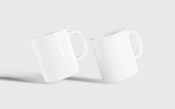 Arrangement Minimalist Realistic Coffee Cups Mugs Mockup Editable Background Color — Stock Photo, Image
