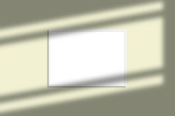 Weiße Horizontale Fotorahmen Attrappe Mit Schatten Overlay Und Pastellfarbenem Hintergrund — Stockfoto