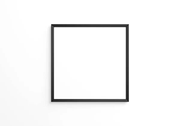 Musta Neliö Runko Mockup Valkoisella Seinällä Renderointi — kuvapankkivalokuva