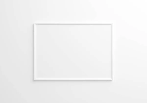 Λευκό Οριζόντιο Πλαίσιο Mockup Λευκό Τοίχο Απόδοση — Φωτογραφία Αρχείου