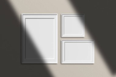 Minimalist odada gölgeli beyaz poster çerçeve modeli