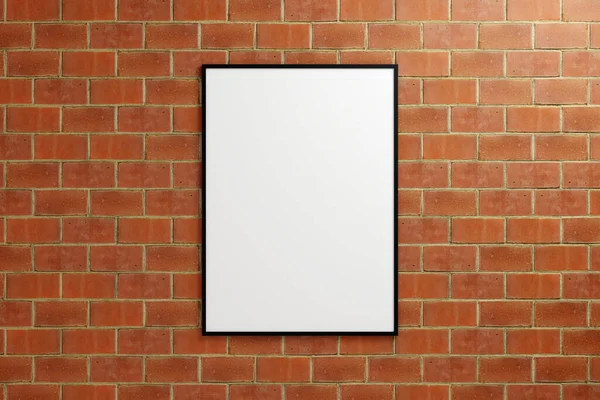 Dikey siyah poster asan minimalist mi yoksa tuğla duvarda fotoğraf çerçevesi modeli mi? 3B Hazırlama.