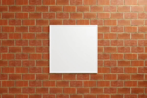 Minimalist asılı kare beyaz poster ya da duvardaki fotoğraf çerçevesi modeli. 3B Hazırlama.