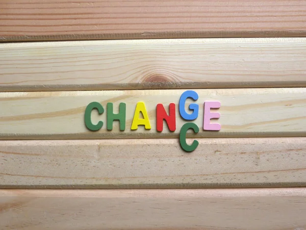 Word Change and Chance arranged on wood background
