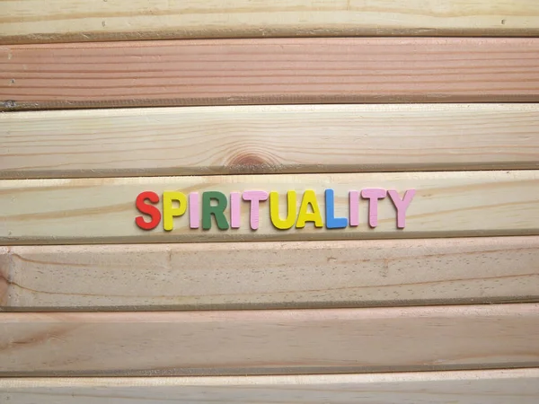Slovní Spiritualita Pozadí Dřeva — Stock fotografie