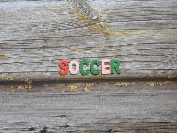 Word Soccer Trä Bakgrund — Stockfoto