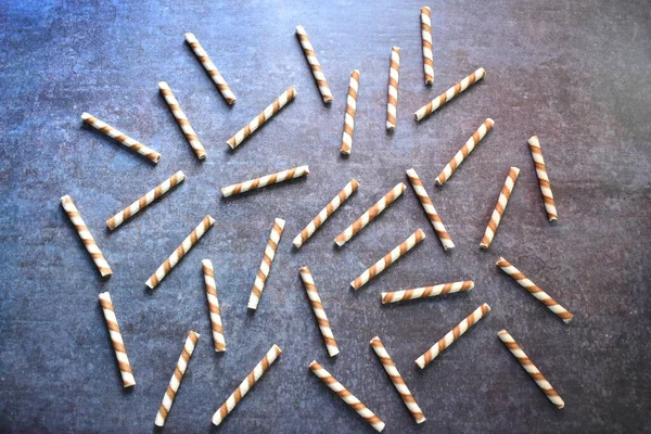 Crunchy Fresh Wafer Roll Cookie — Stock Photo, Image