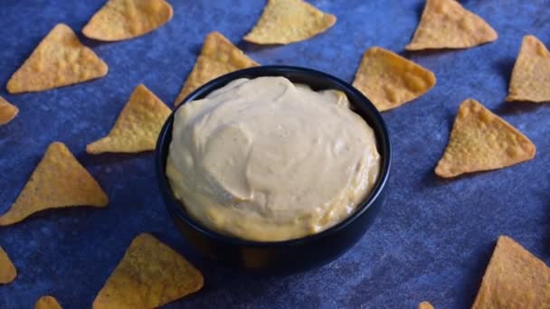 Fresca Deliciosa Salsa Queso Tortilla — Vídeos de Stock