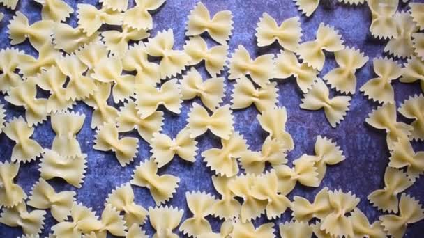 Raw Whole Dried Bow Tie Pasta — Stock Video