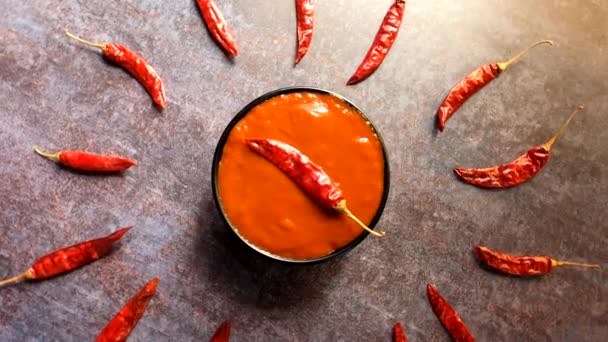 Świeży Pikantny Sos Chili — Wideo stockowe