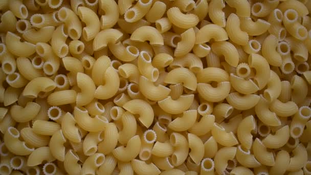 Raw Whole Dried Ridged Elbow Macaroni Pasta — Stockvideo