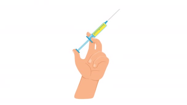 Hand Syringe Vaccine Video Animation — Stock Video