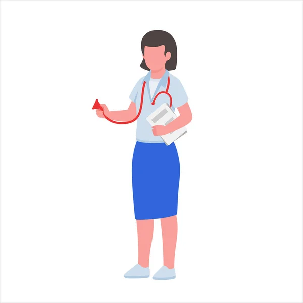 Woman Medic Stethoscope Vector Character — Stock Vector