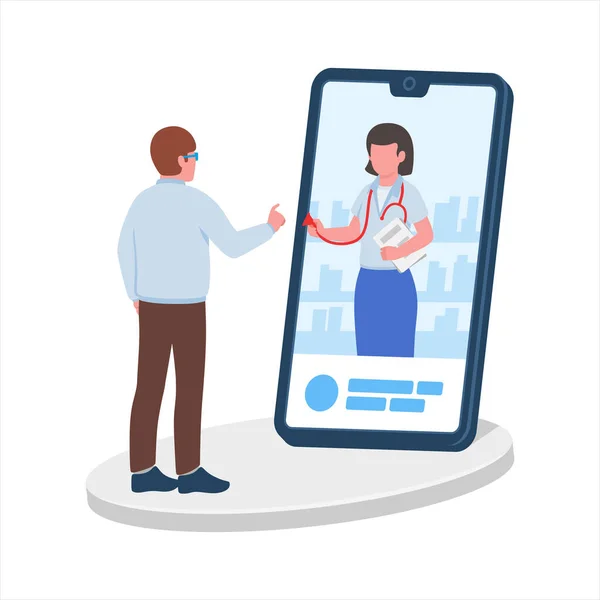 Läkare Kvinnlig Online Konsultation Patient Internet Mobil Royaltyfria illustrationer