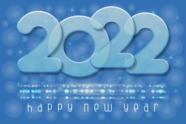 Новым 2022 Годом Постер Стеклянными Номерами Зимние Праздники Приветствие Приглашение — стоковый вектор